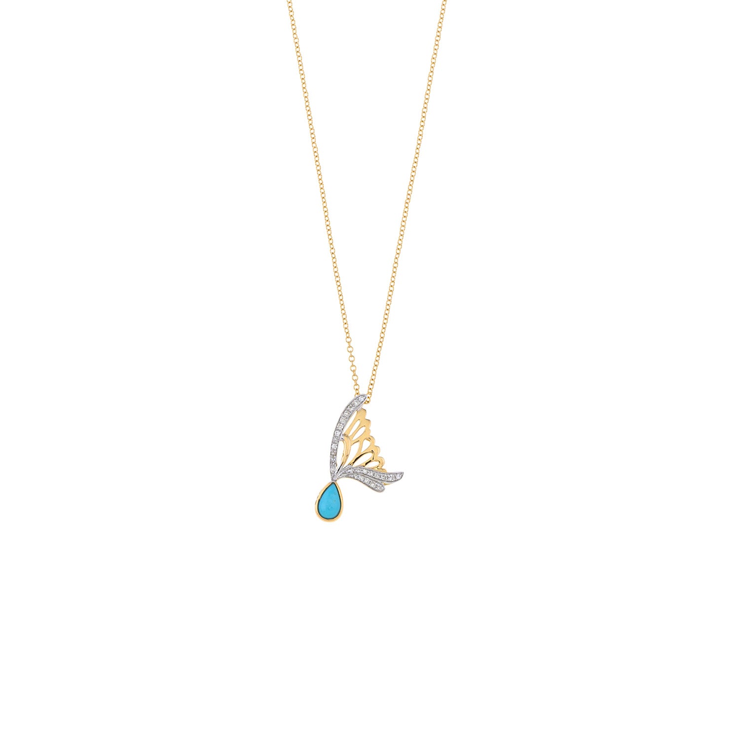 Turquoise Drop Butterfly Necklace