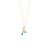 Turquoise Drop Butterfly Necklace