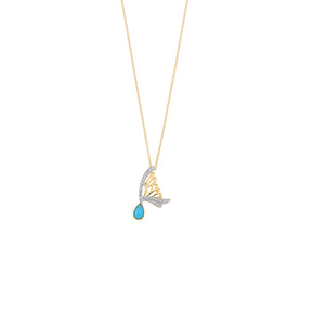 Turquoise Drop Butterfly Necklace