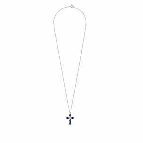 Sapphire and Diamond  Cross Necklace