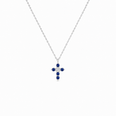 Sapphire and Diamond  Cross Necklace