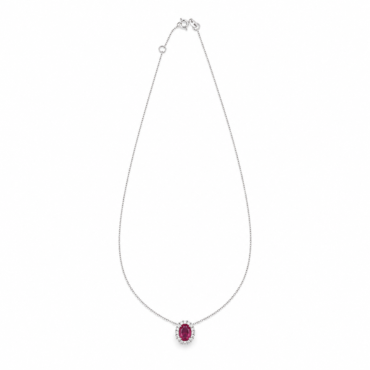 Oval Ruby and Diamond Necklace