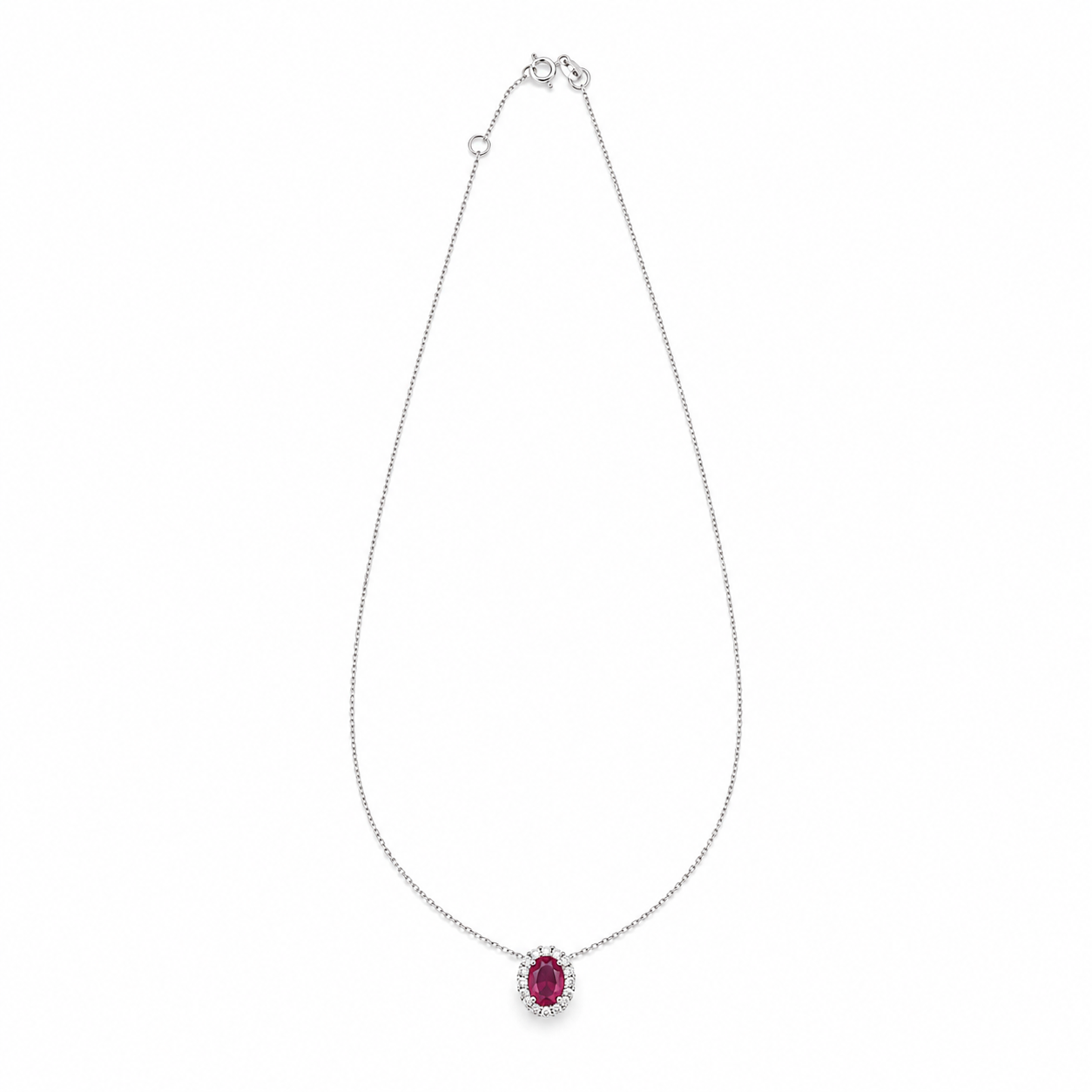 Oval Ruby and Diamond Necklace