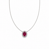 Oval Ruby and Diamond Necklace