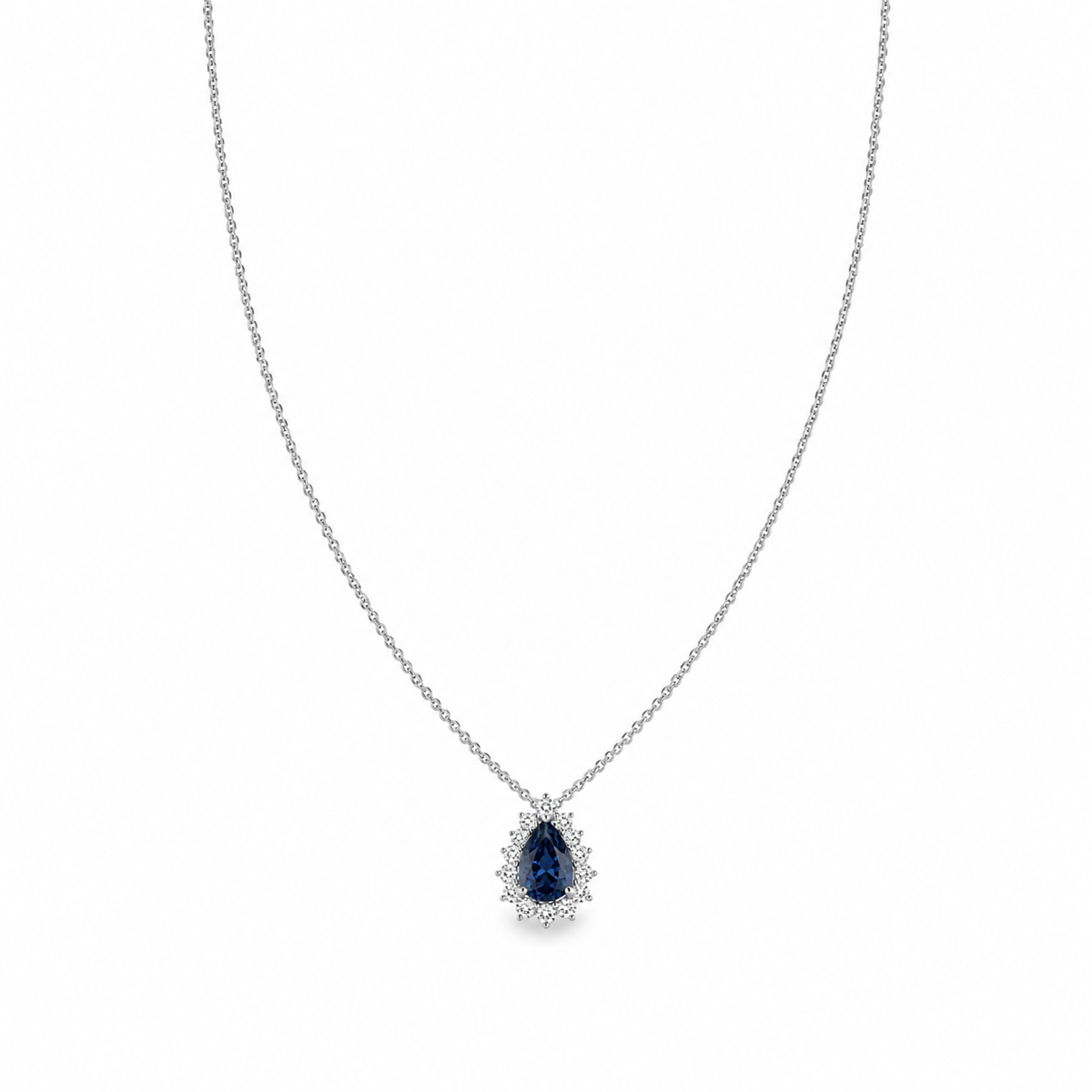 Pear Sapphire and Diamond Necklace