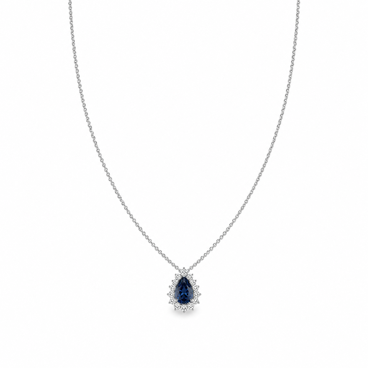 Pear Sapphire and Diamond Necklace