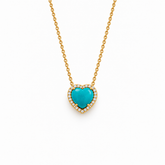Turquoise and Diamond Heart Necklace