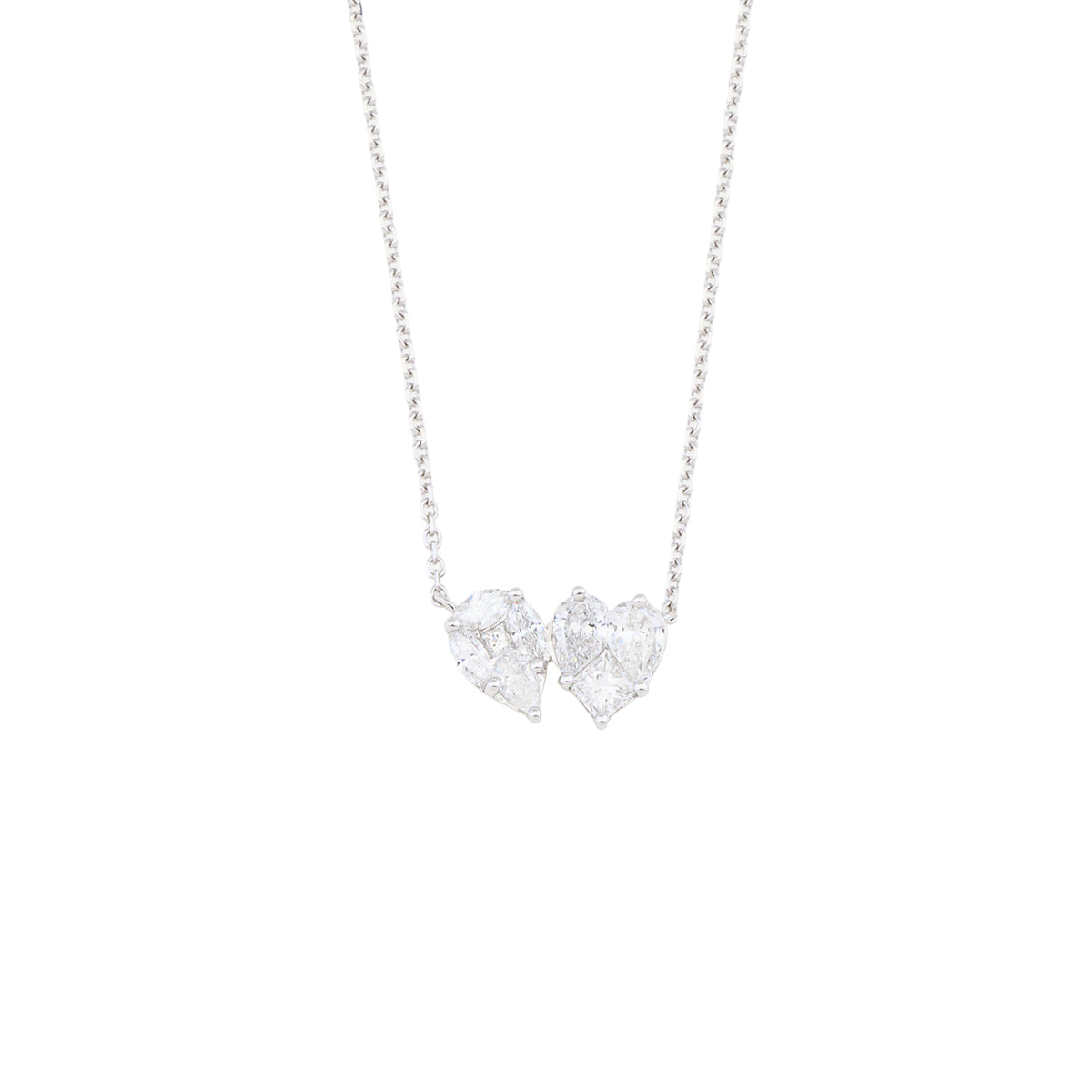 Teardrop and Heart Shaped Diamond Necklace