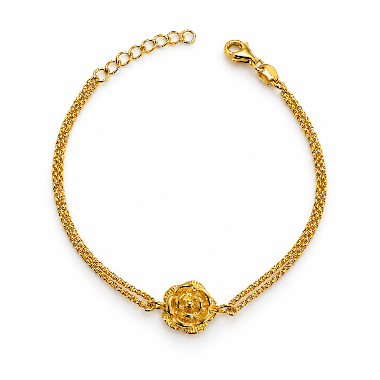 Gold Plated Silver Bracelet with Rose Charm