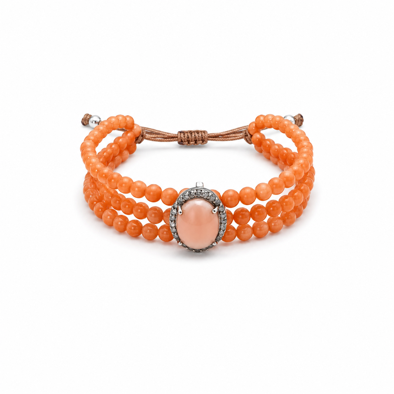 Oval Coral on Coral Beads Bracelet
