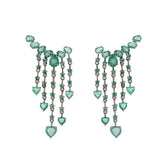 Dangling Emerald Heart Earrings