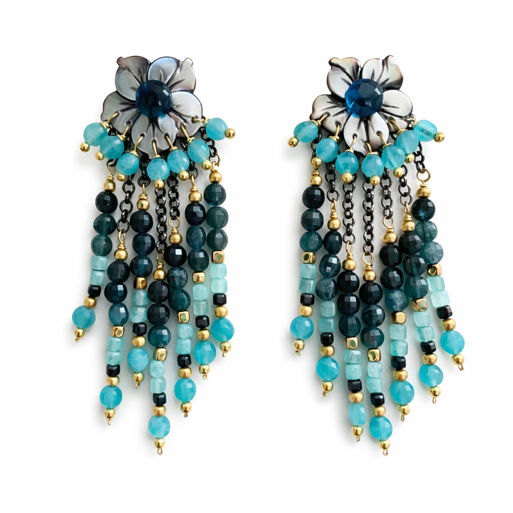 Flow of Beads Flower Earring
