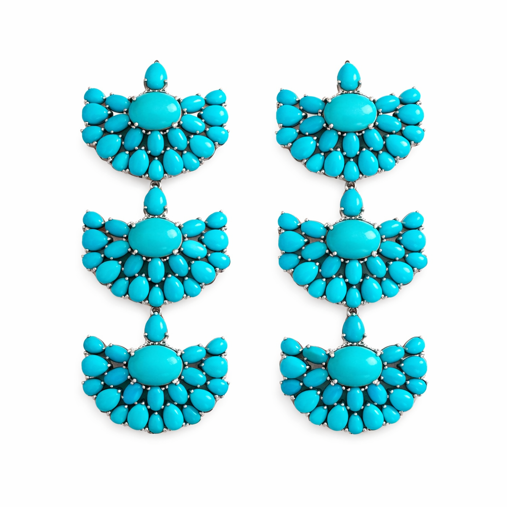 Turquoise Fan Earrings