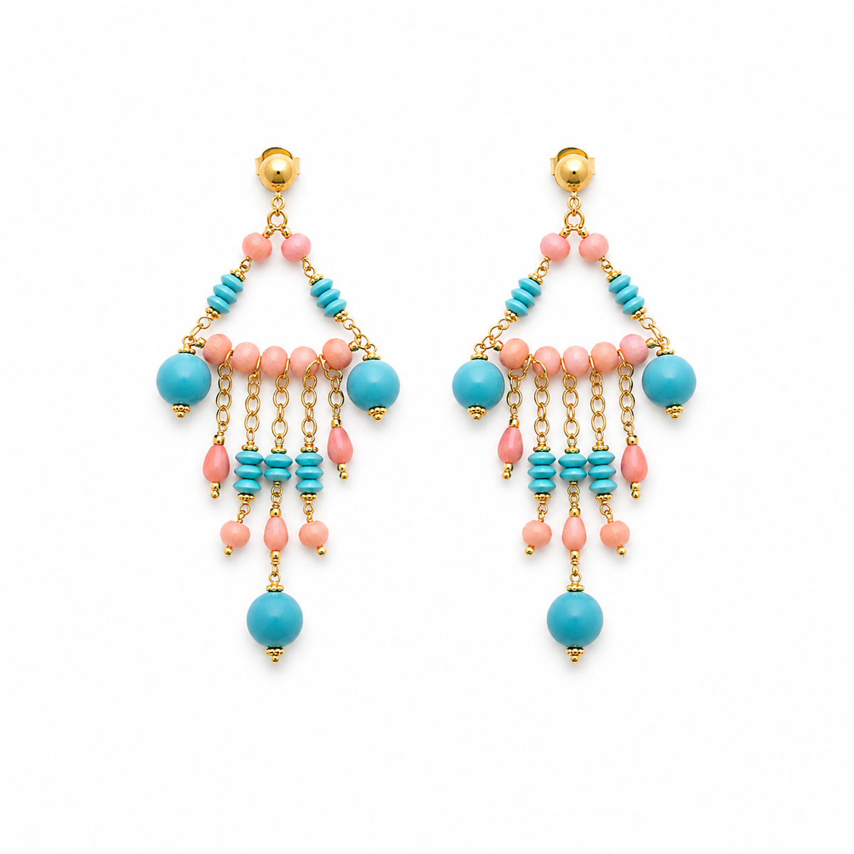 Baby Pink-Blue Chandelier Earring