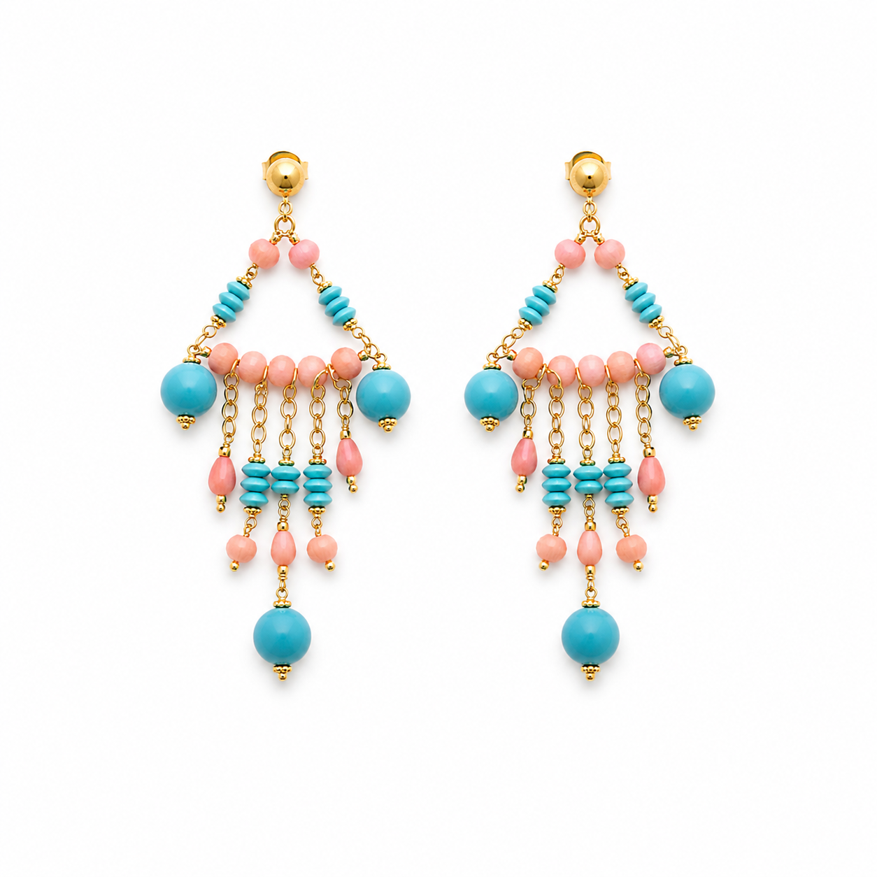Baby Pink-Blue Chandelier Earring