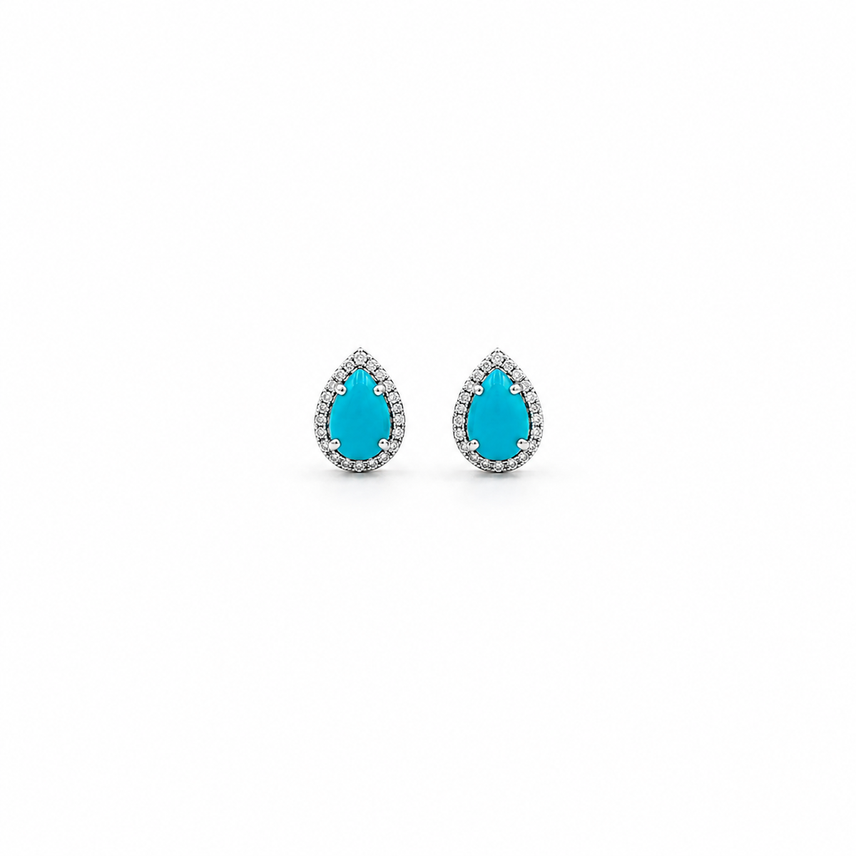 Turquoise and Diamond Drop Stud Earrings