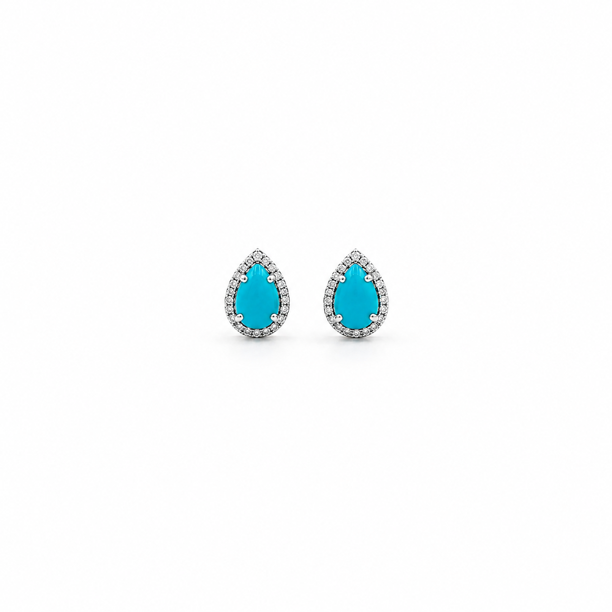 Turquoise and Diamond Drop Stud Earrings