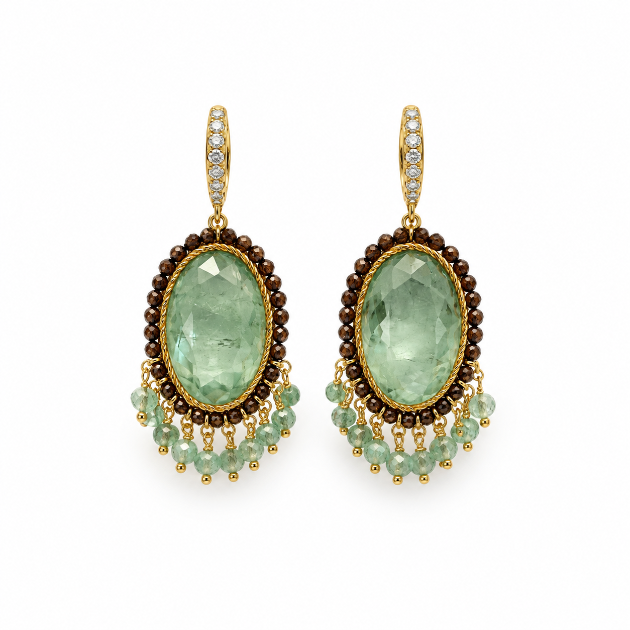 Green Oval Gemstone Earrings