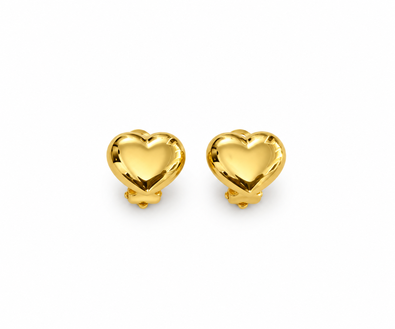 Shiny Heart Clip Earrings