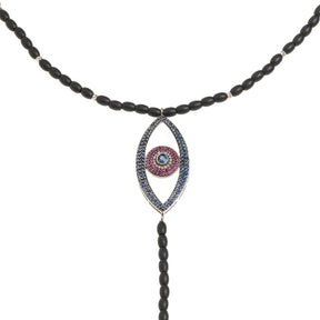 Evil Eye Necklace. Diamond Necklace. Blue Sapphires. Tear drop necklace. 18K Gold. Rose Gold, White Gold, Yellow Gold. Fine Jewelry. Gift. Κολιέ μάτι. Κολιέ για δώρο μάτι. Χρυσό κολιέ. Κολιέ με διαμάντια. Κολιέ με ζαφείρια. Μάτι φυλαχτό. Μάτι με διαμάντια. Στρογγυλό μάτι κολιέ.