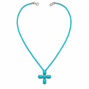 Turquoise Cross Beaded Necklace