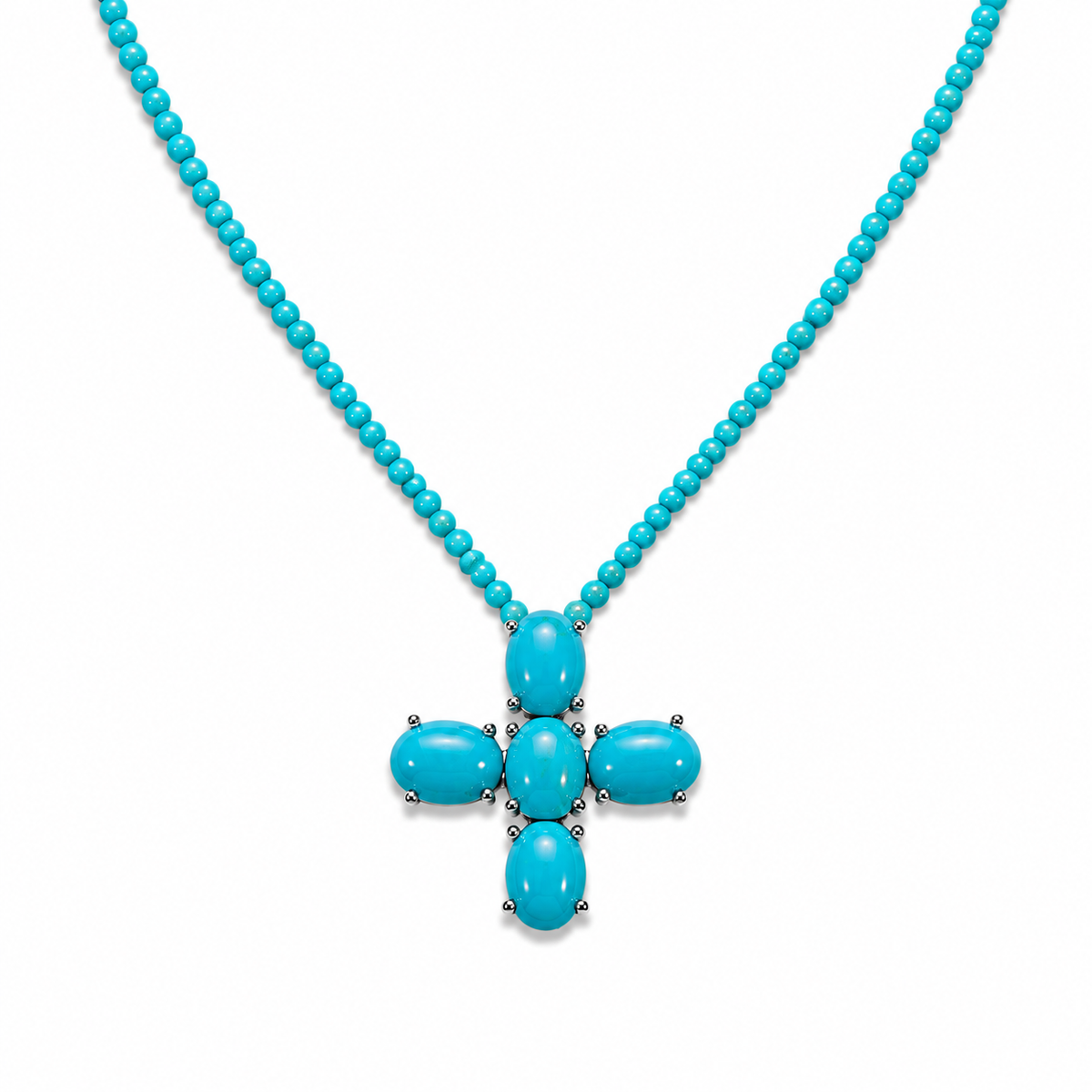 Turquoise Cross Beaded Necklace