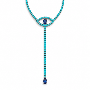 Turquoise Eye Tie Necklace