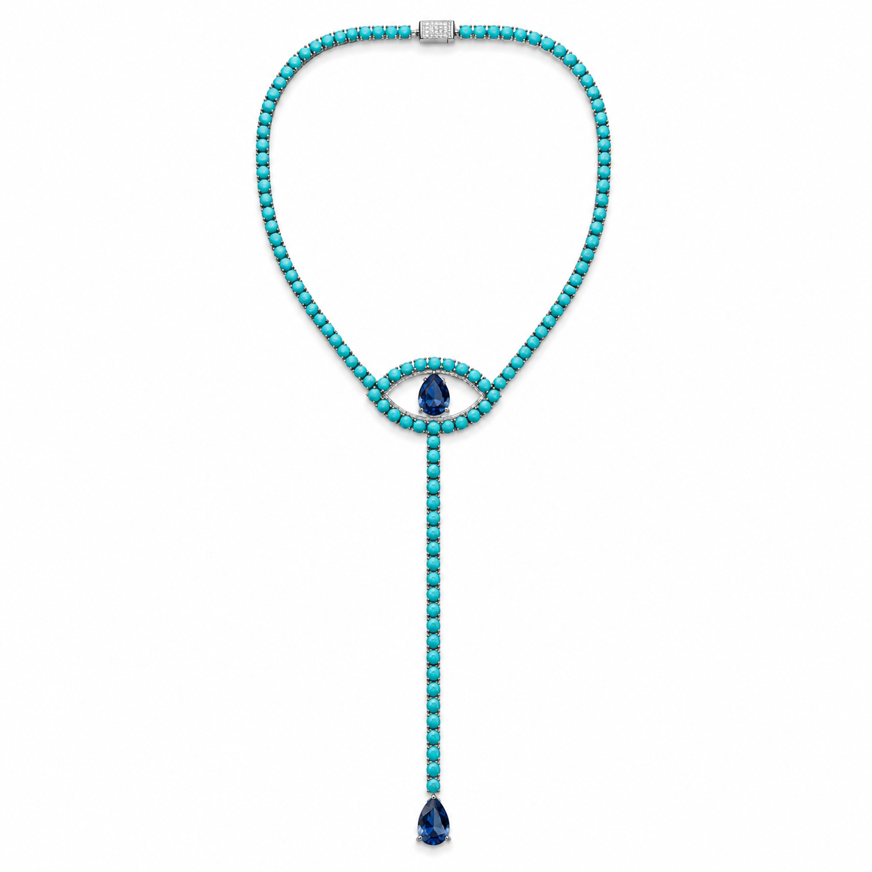 Turquoise Eye Tie Necklace