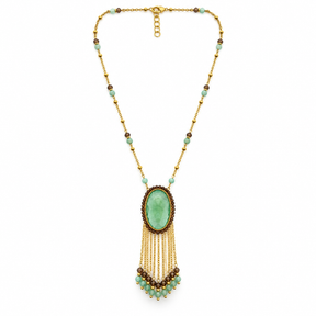 Green Oval Gemstone Necklace