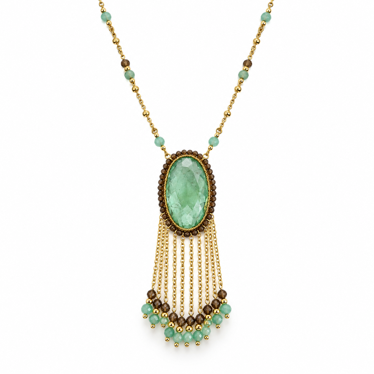 Green Oval Gemstone Necklace