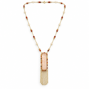 Pink Rectangular Gemstone Necklace