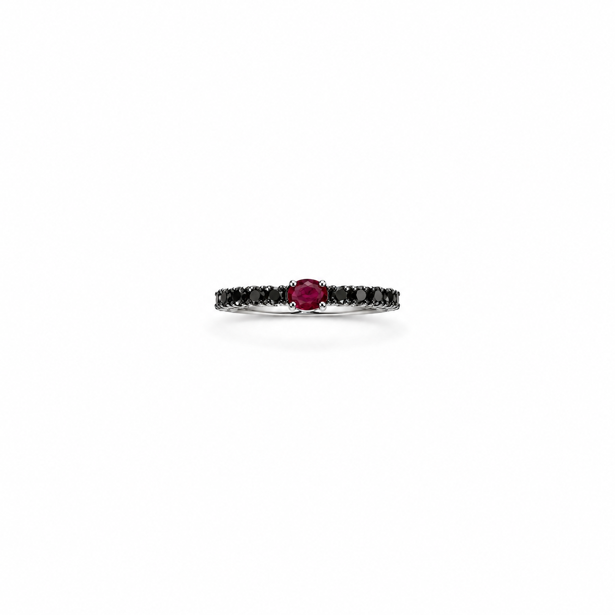 Oval Ruby, Black Diamond Ring