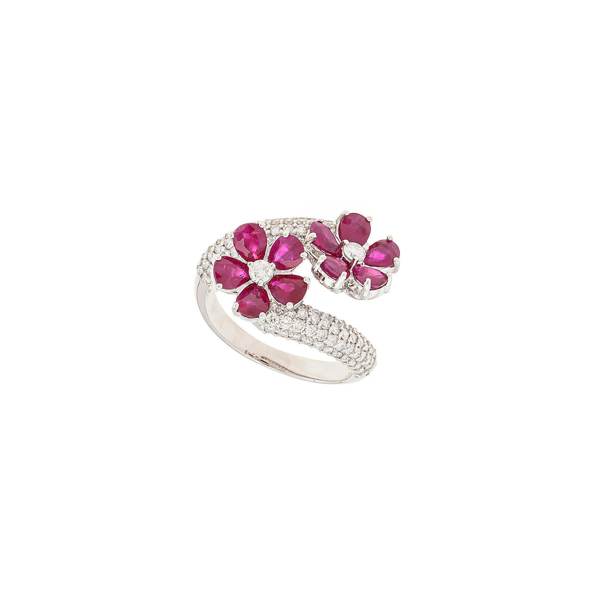 Ruby Flower Twist Ring