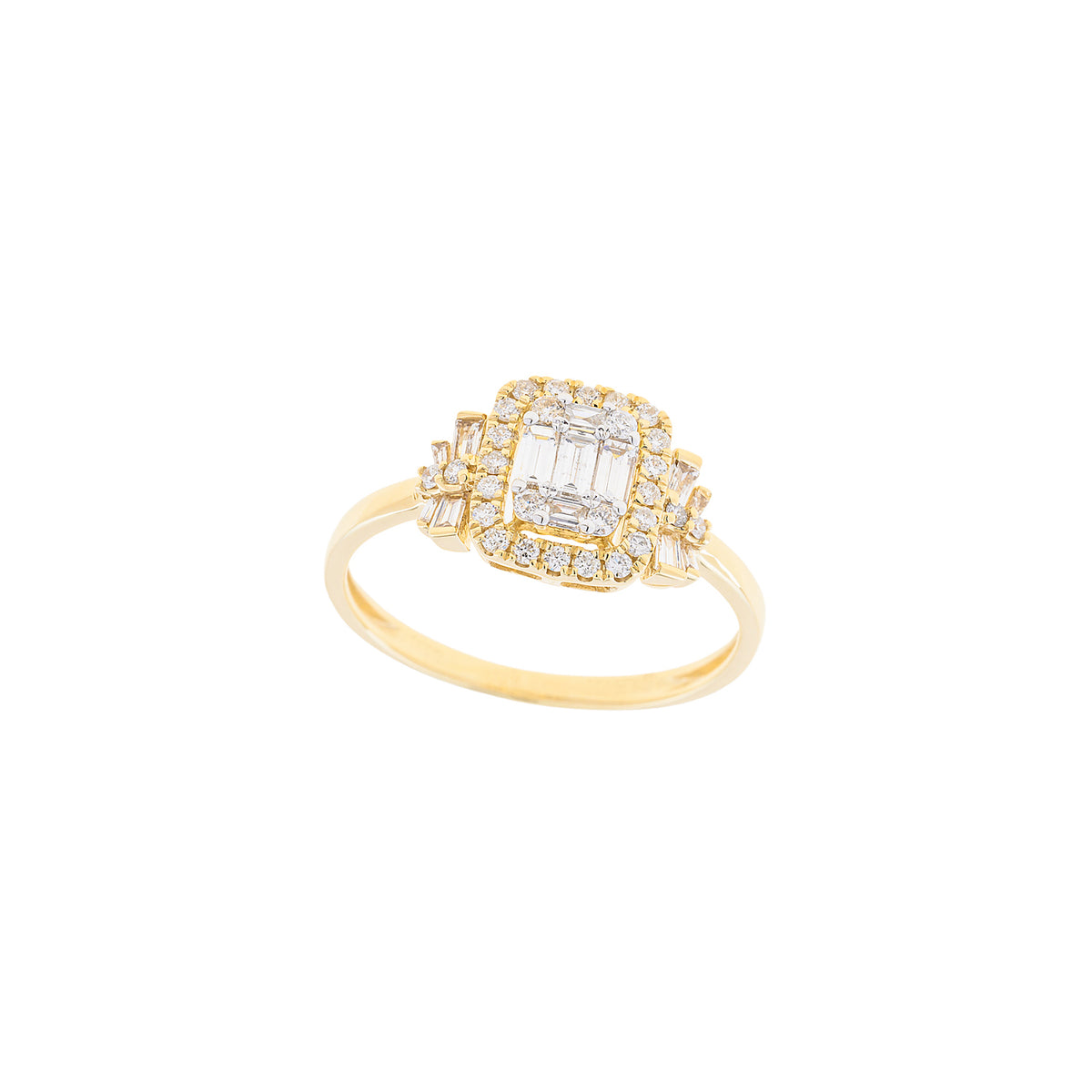Cuhsion Multi-Diamond Ring