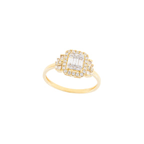 Cuhsion Multi-Diamond Ring