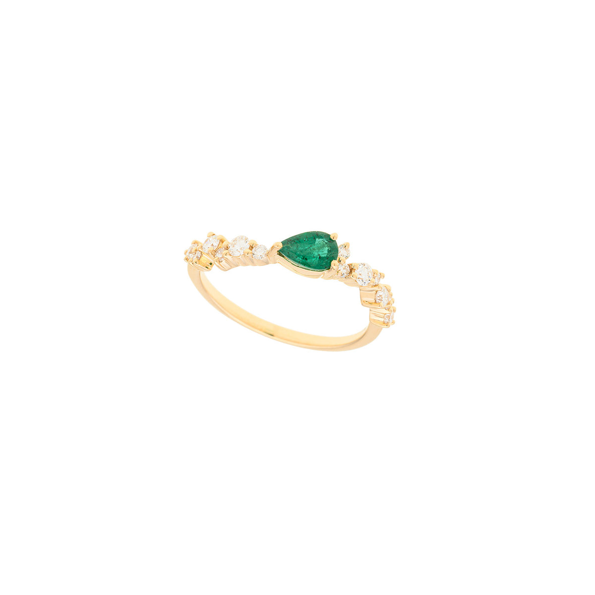 Emerald Swoosh Ring