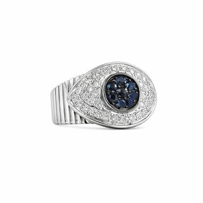 Blue Sapphire Evil Eye Diamond Ring