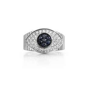 Blue Sapphire Evil Eye Diamond Ring