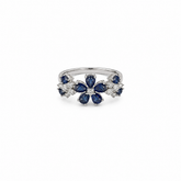 Floral Cluster Design Diamond and Sapphire Ring
