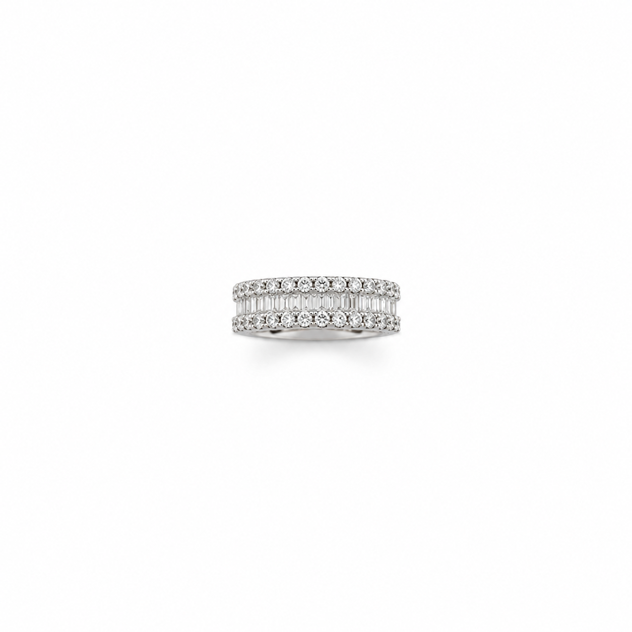 Elegant Baguette and Round Cut Diamond Ring