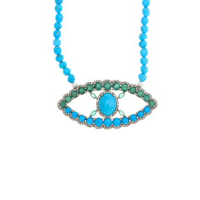 Blue Green Hues Eye Necklace