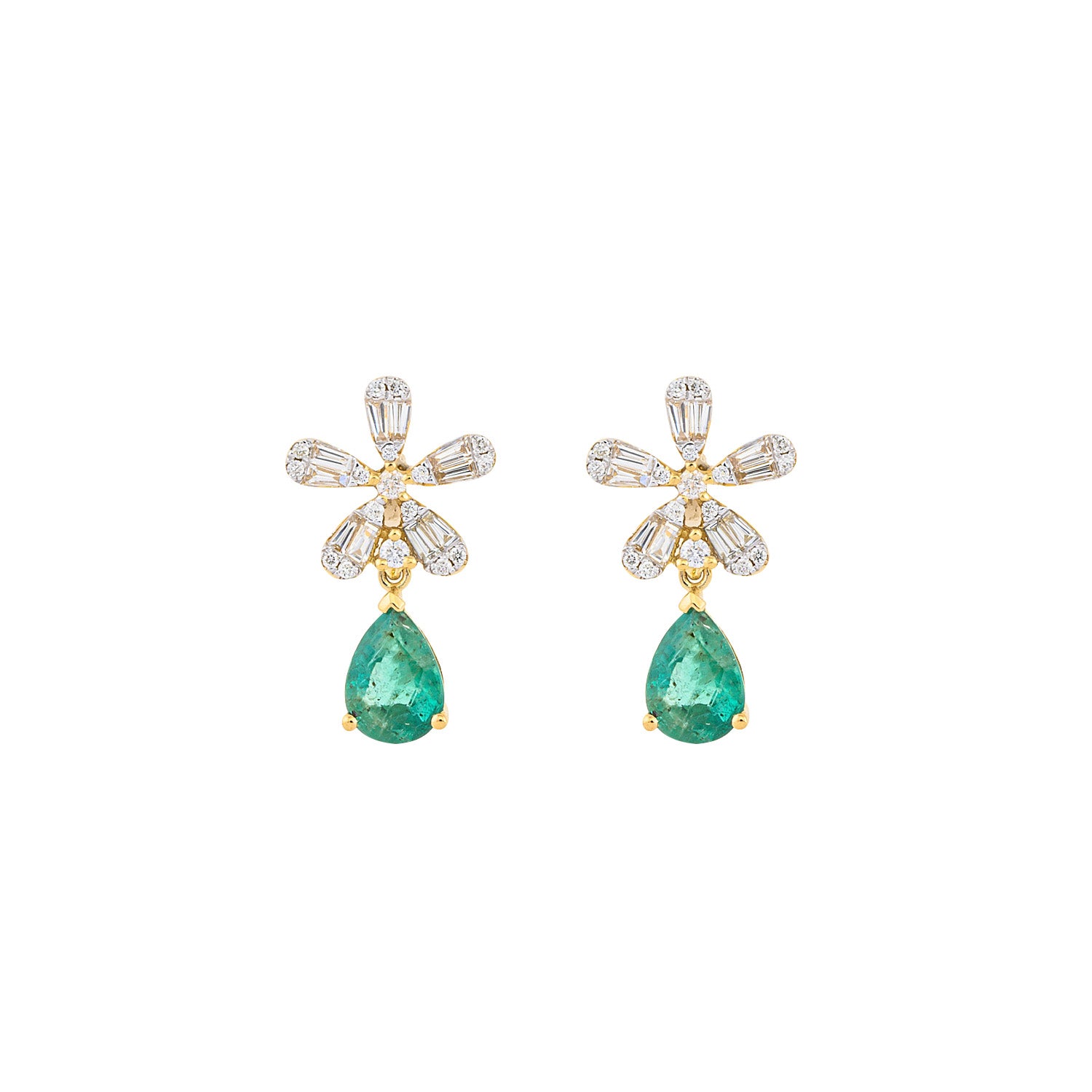 Drop of Green Flower Earrings