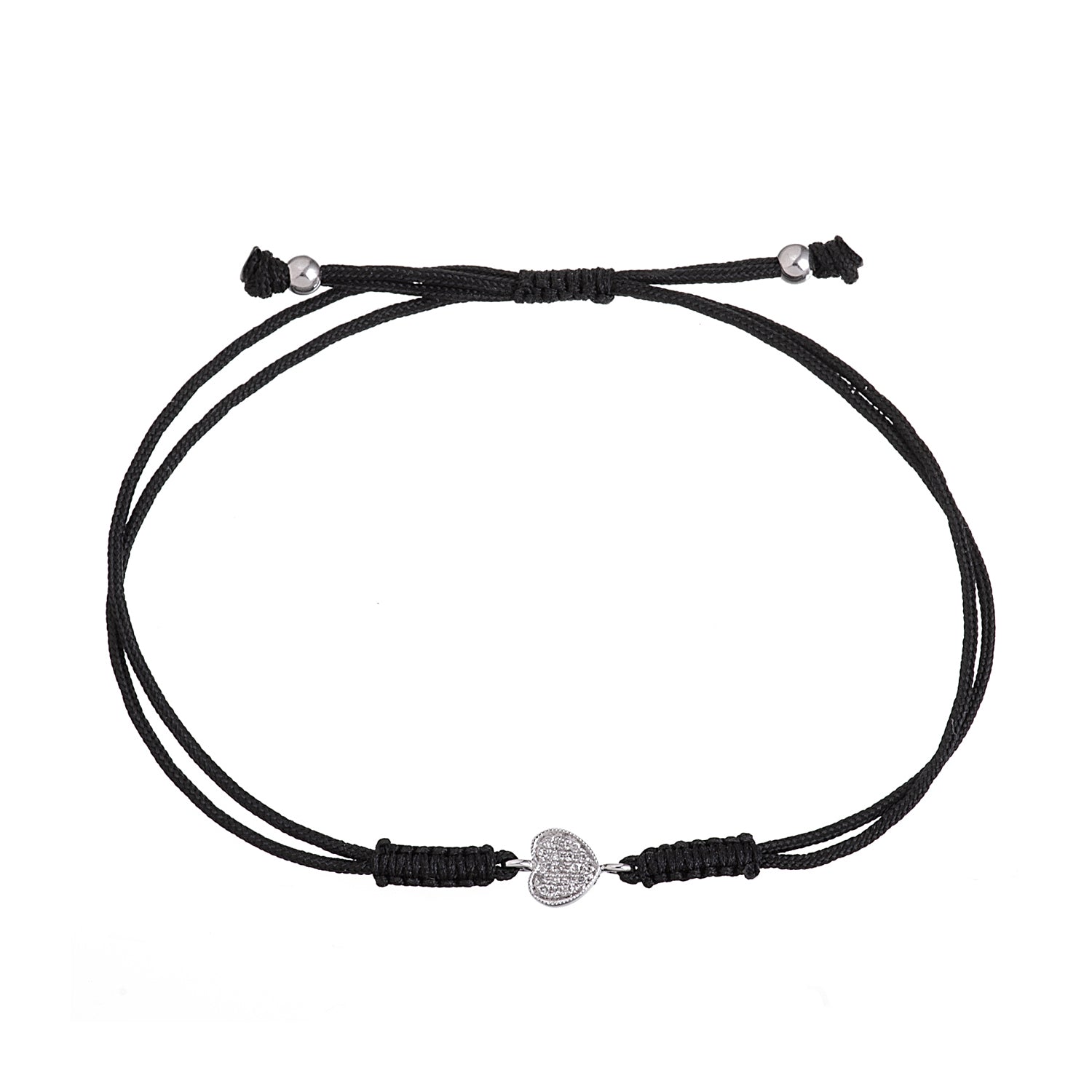 Diamond Heart Cord Bracelet