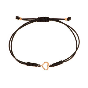 Diamond Heart Cord Bracelet