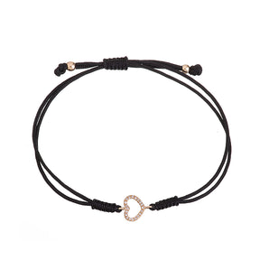 Diamond Heart Cord Bracelet