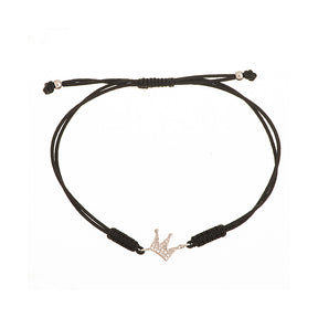 Diamond Crown bracelet. Macrame bracelet. Silk cord bracelet. Crown bracelet.