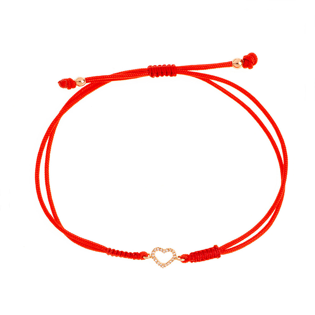 Diamond heart bracelet. Cord bracelet.