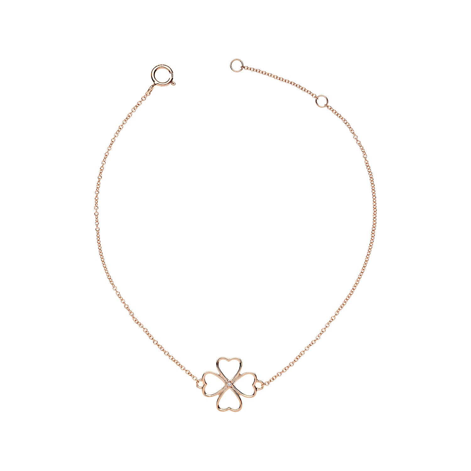 14K gold bracelet with a 4leaf for good luck 