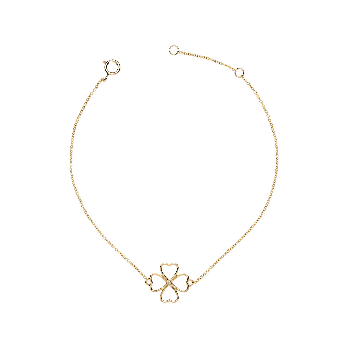 14K gold bracelet with a 4leaf for good luck 