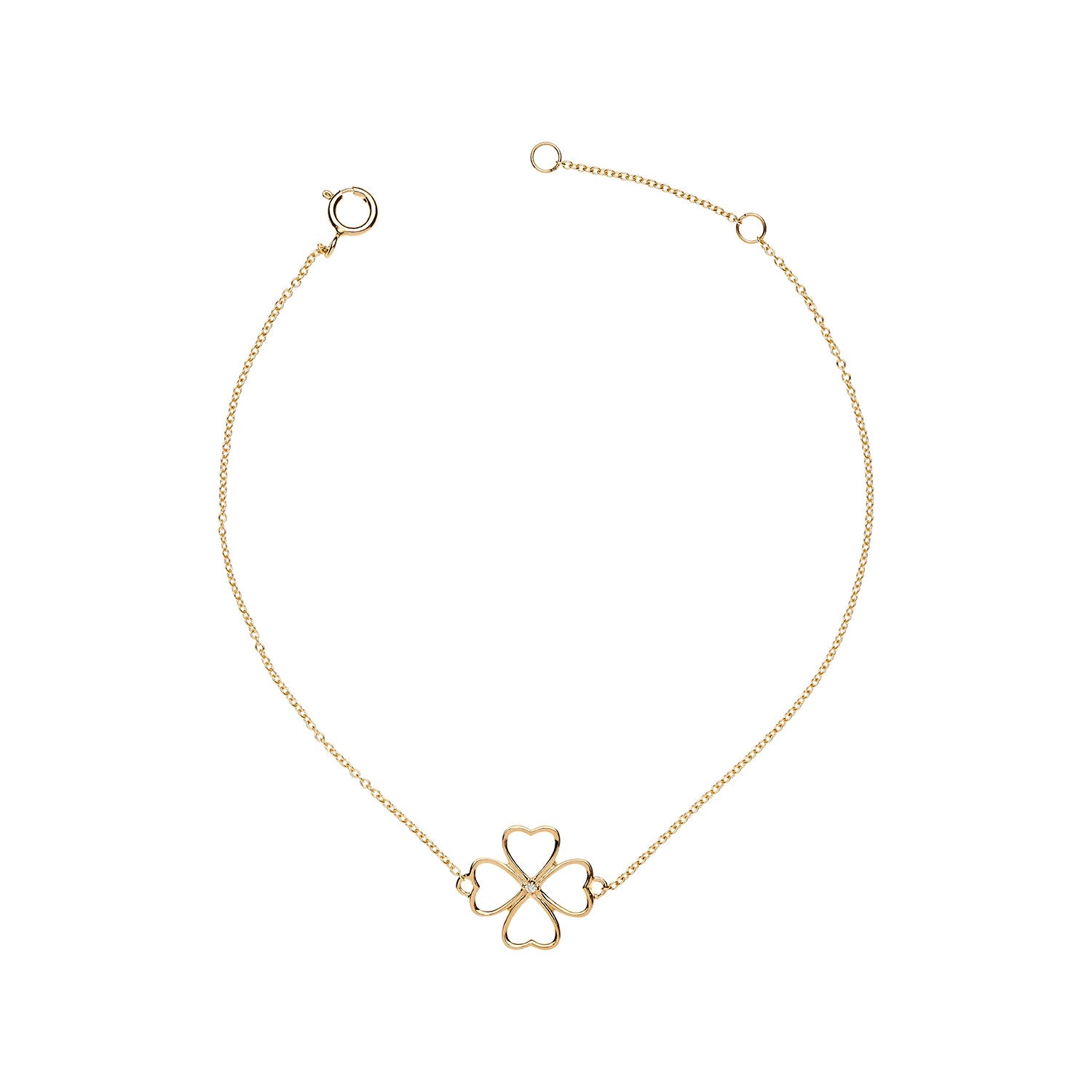 14K gold bracelet with a 4leaf for good luck 